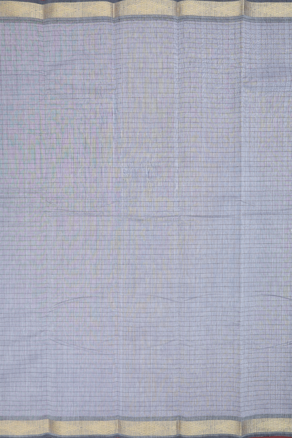 Kanchi Cotton Saree In Grey With Checks Design