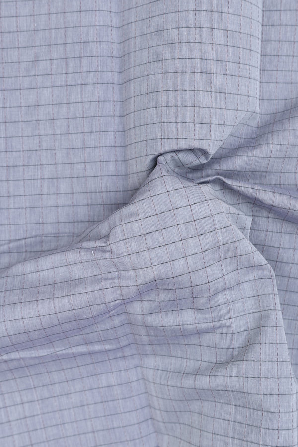 Kanchi Cotton Saree In Grey With Checks Design