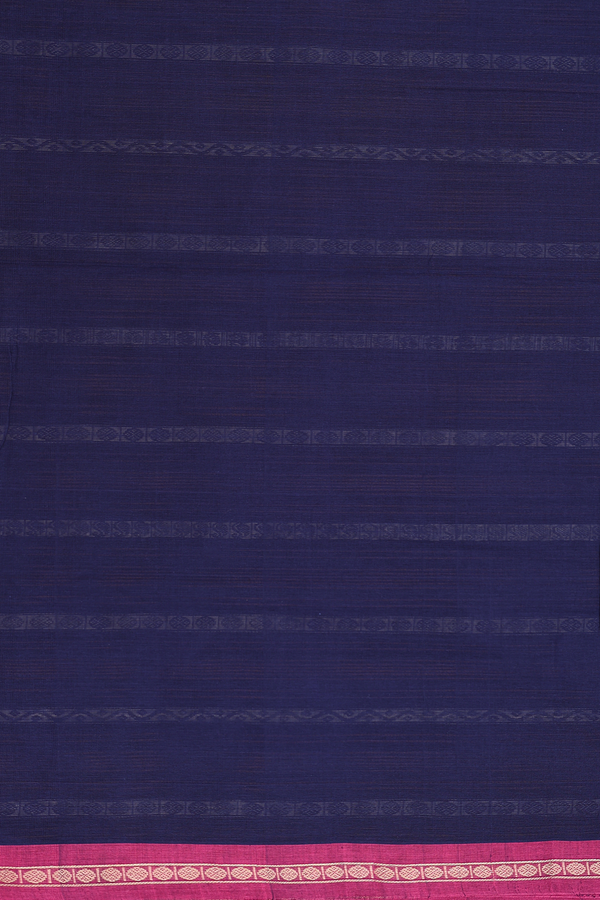 Coimbatore Cotton Saree In Navy Blue With Stripes Design