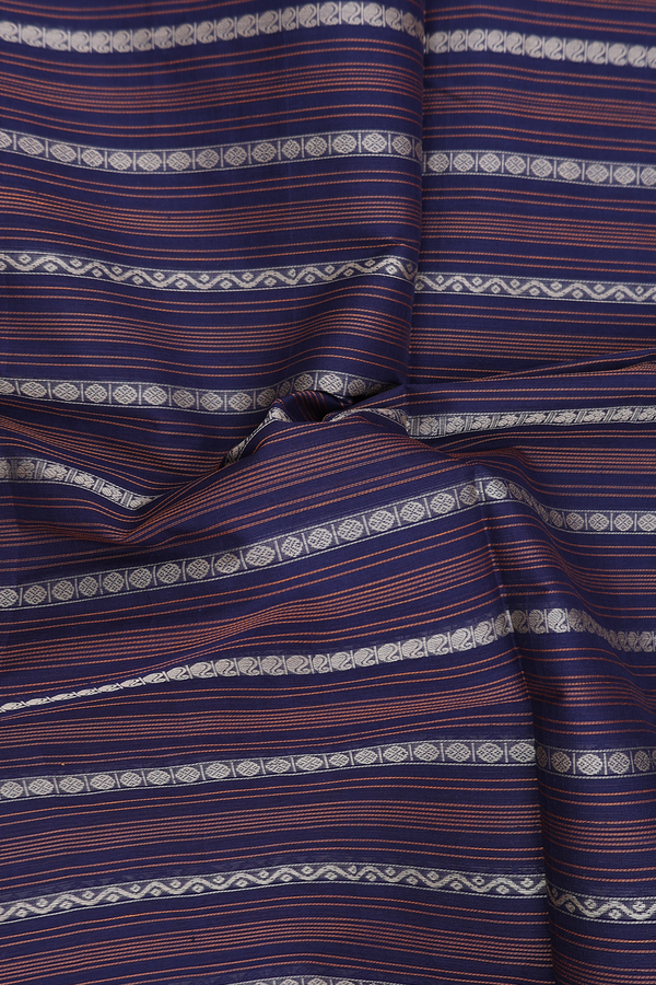 Coimbatore Cotton Saree In Navy Blue With Stripes Design