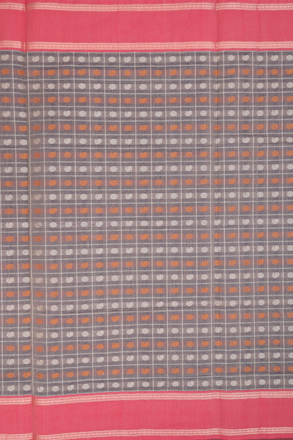 Coimbatore Cotton Saree In Brown With Checks Design