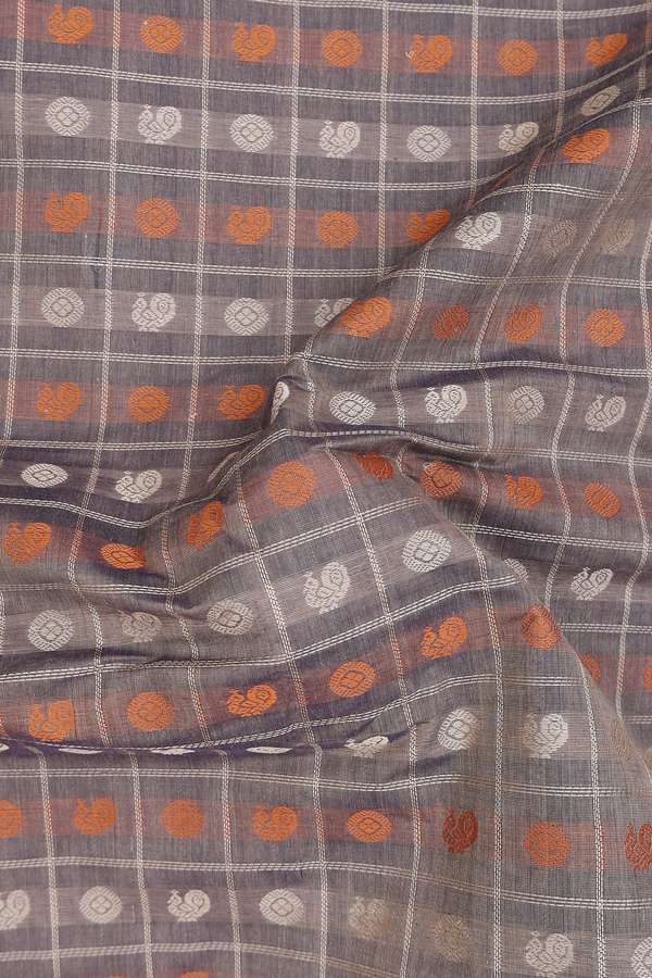Coimbatore Cotton Saree In Brown With Checks Design
