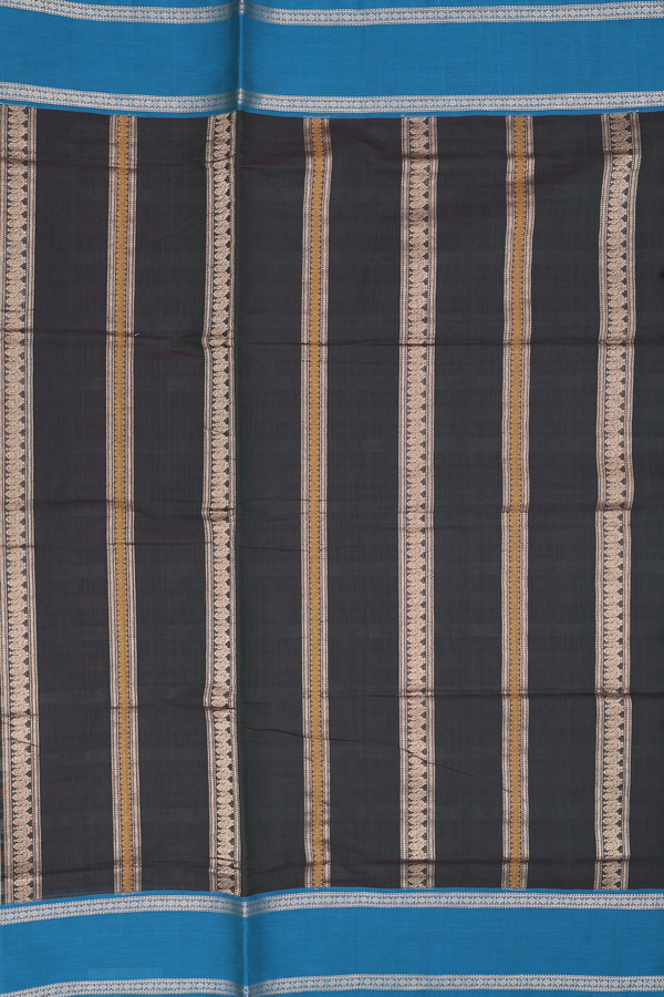 Coimbatore Cotton Saree Dark Olive Green With Checks Design