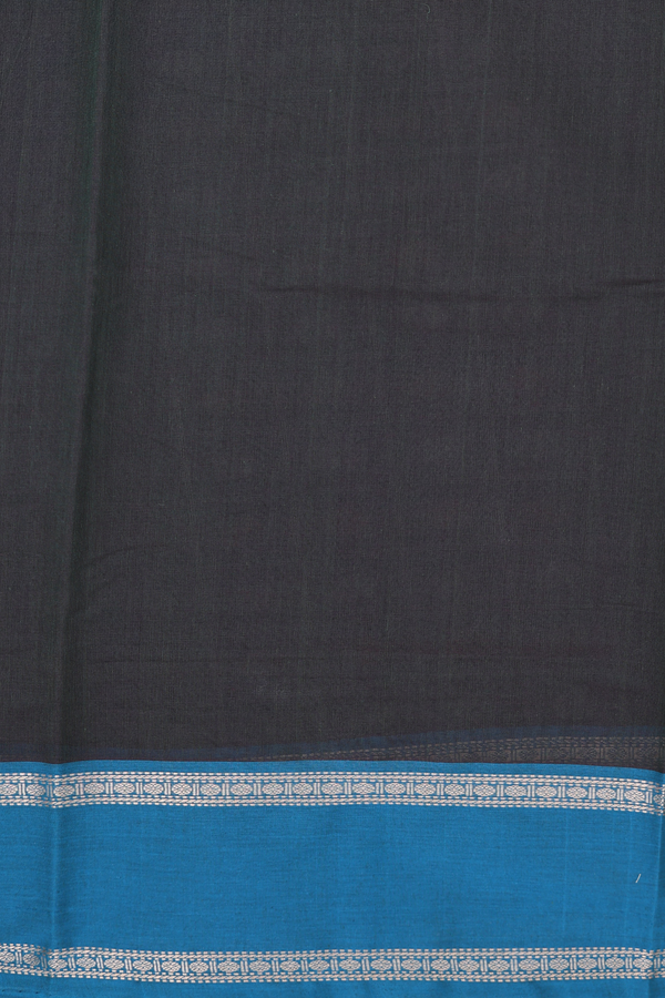 Coimbatore Cotton Saree Dark Olive Green With Checks Design
