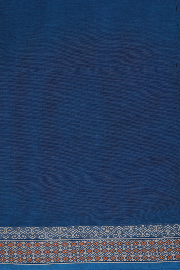 Coimbatore Cotton Saree Prussian Blue With Threadwork Buttas
