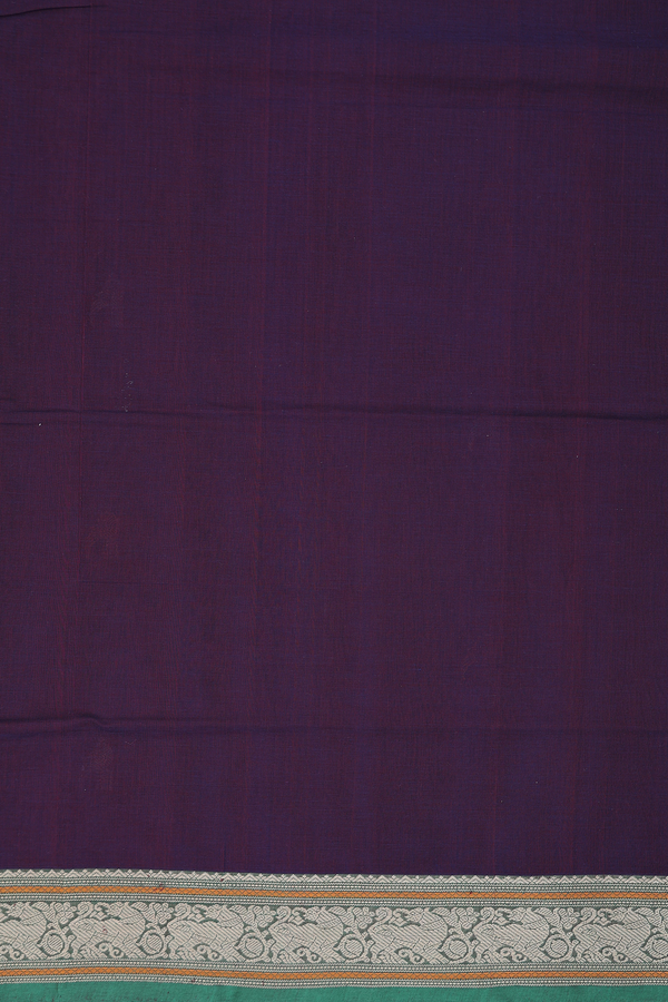 Coimbatore Cotton Saree Dark Plum Purple With Parrot Buttas