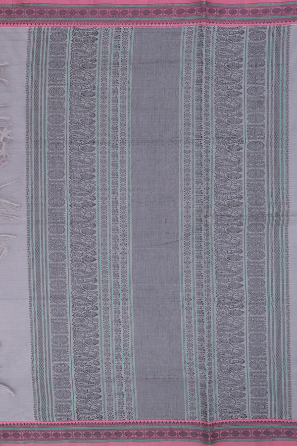 Coimbatore Cotton Saree In Grey With Threadwork Buttas