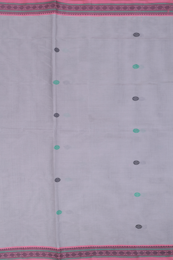 Coimbatore Cotton Saree In Grey With Threadwork Buttas
