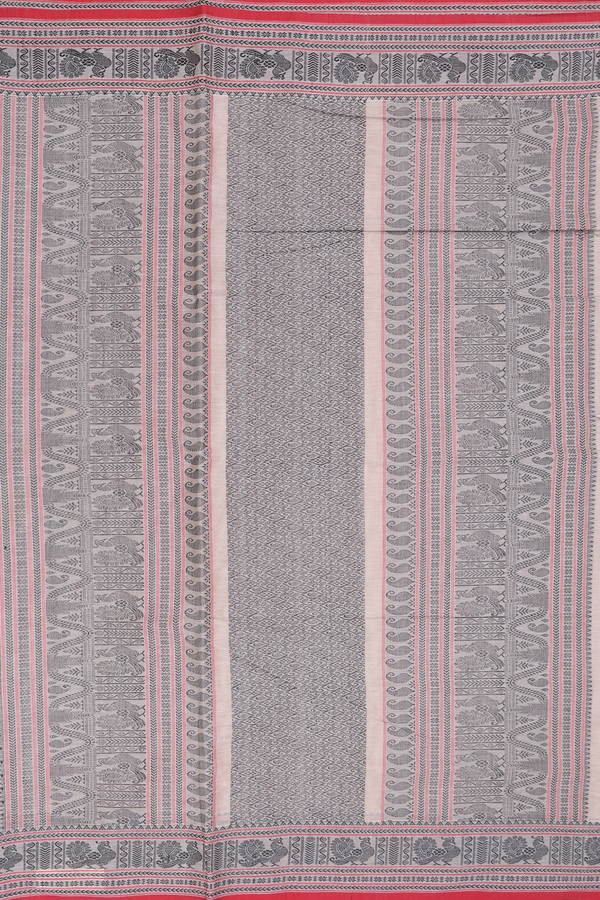 Coimbatore Cotton Saree In Cream Color With Checks Design