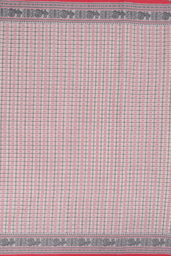 Coimbatore Cotton Saree In Cream Color With Checks Design