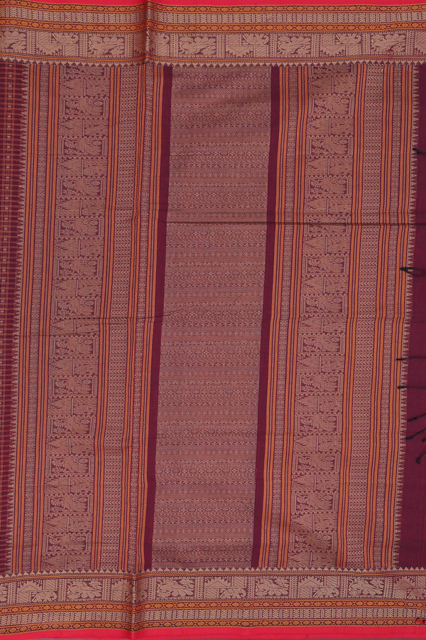 Coimbatore Cotton Saree In Maroon With Checks Design