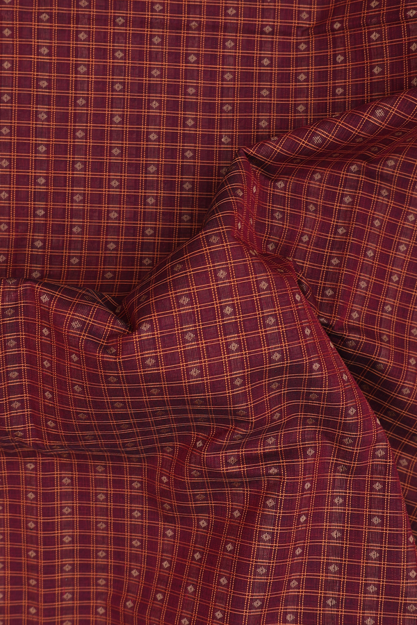 Coimbatore Cotton Saree In Maroon With Checks Design
