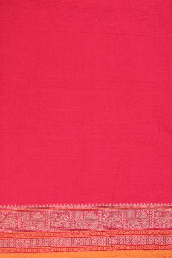 Coimbatore Cotton Saree In Chilli Red With Checks Design