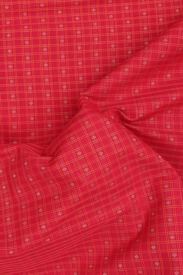 Coimbatore Cotton Saree In Chilli Red With Checks Design