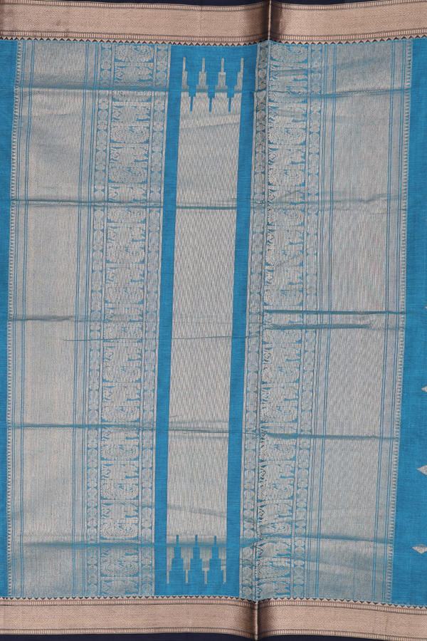 Coimbatore Cotton Saree In Teal Blue With Diamond Buttas