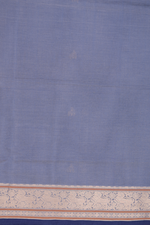 Coimbatore Cotton Saree In Steel Blue With Chakram Buttas