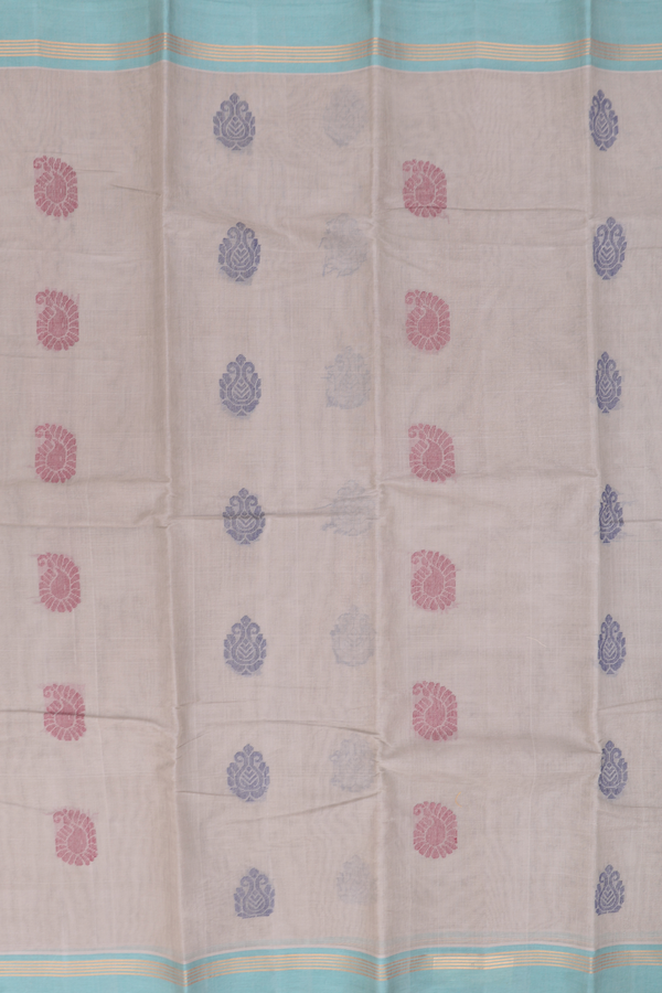 Kanchi Cotton Saree In Dusty Brown With Paisley Buttas