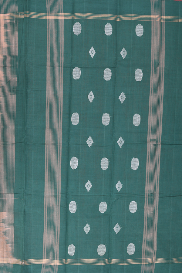 Kanchi Cotton Saree In Melon Orange With Diamond Buttas