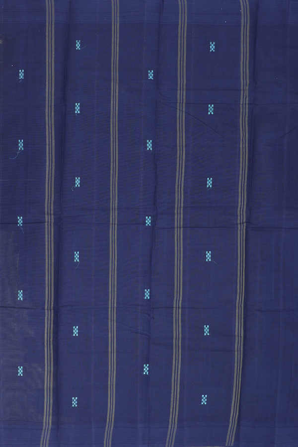 Kanchi Cotton Saree In Moss Green With Threadwork Buttas