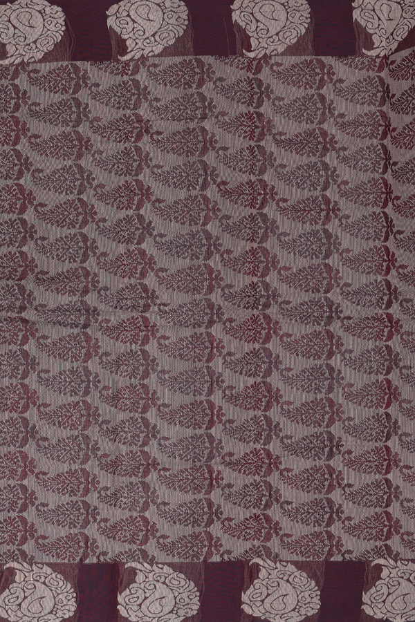 Kanchi Cotton Saree In Coffee Brown With Stripes Design