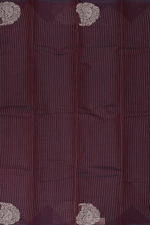 Kanchi Cotton Saree In Coffee Brown With Stripes Design
