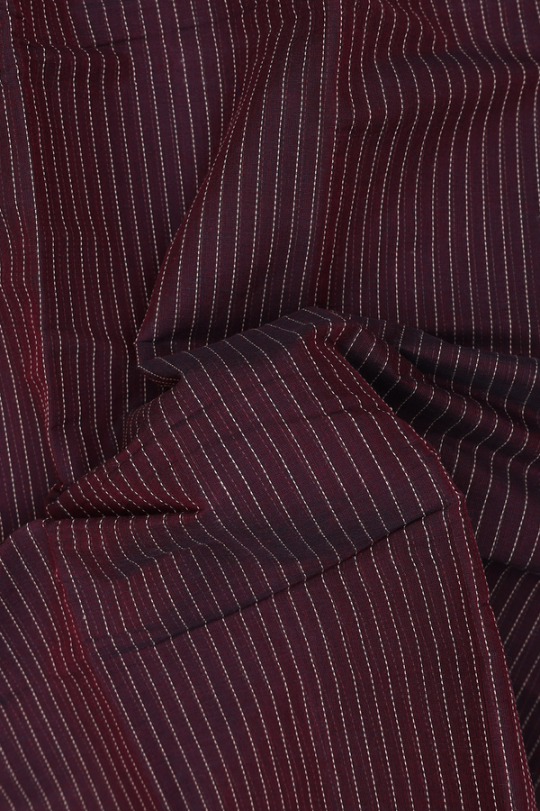 Kanchi Cotton Saree In Coffee Brown With Stripes Design