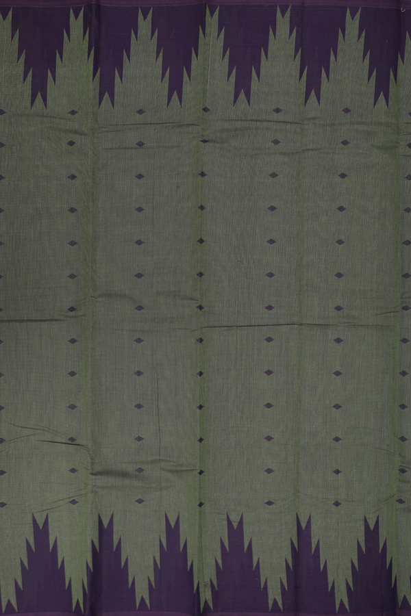 Kanchi Cotton Saree In Green With Threadwork Buttas