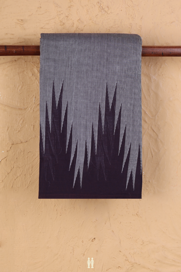Kanchi Cotton Saree In Grey With Threadwork Buttas