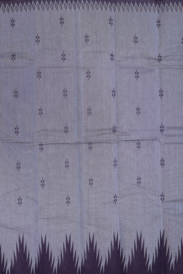 Kanchi Cotton Saree In Grey With Threadwork Buttas
