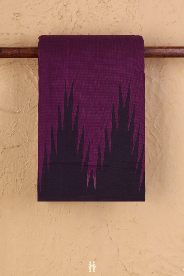 Kanchi Cotton Saree In Grape Purple With Threadwork Buttas