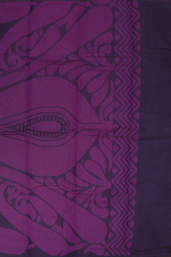 Kanchi Cotton Saree In Grape Purple With Threadwork Buttas