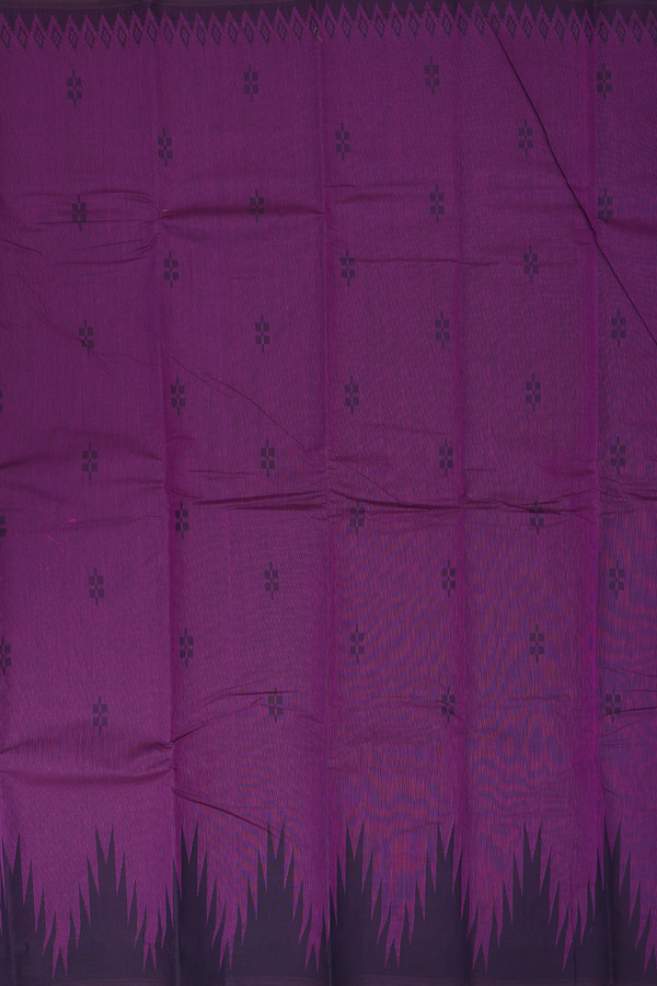 Kanchi Cotton Saree In Grape Purple With Threadwork Buttas