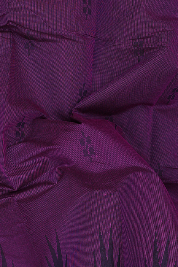 Kanchi Cotton Saree In Grape Purple With Threadwork Buttas