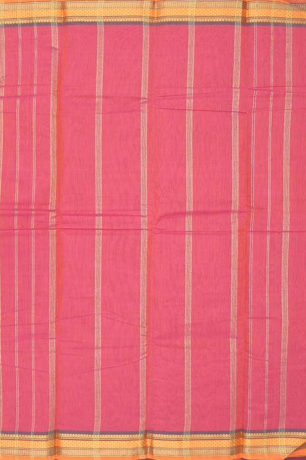Kanchi Cotton Saree In Purple With Zari Border