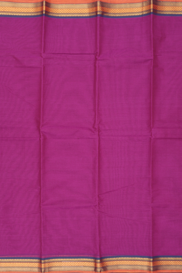 Kanchi Cotton Saree In Purple With Zari Border