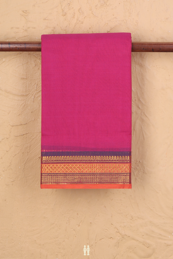 Kanchi Cotton Saree In Magenta With Zari Border
