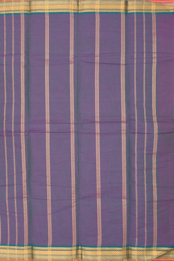 Kanchi Cotton Saree In Magenta With Zari Border