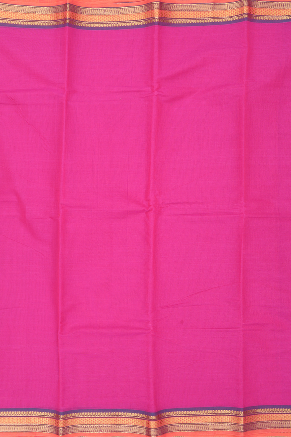 Kanchi Cotton Saree In Magenta With Zari Border