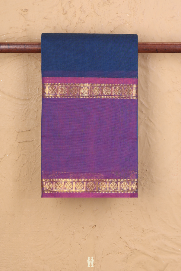 Kanchi Cotton Saree In Capri Blue With Ganga Jamuna Border