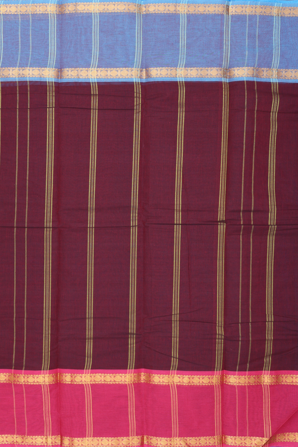 Kanchi Cotton Saree In Capri Blue With Ganga Jamuna Border