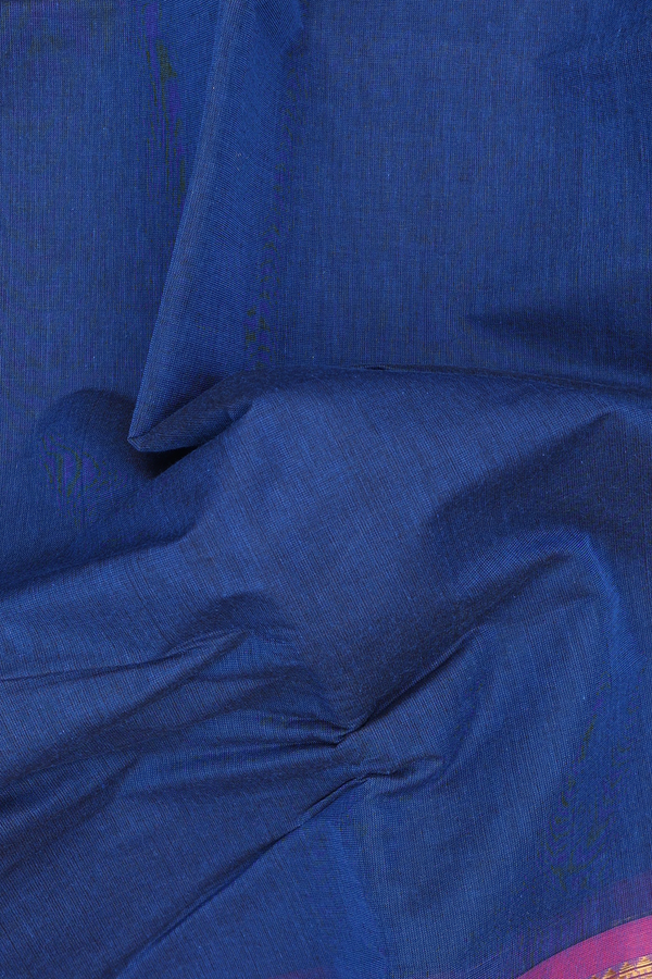 Kanchi Cotton Saree In Capri Blue With Ganga Jamuna Border