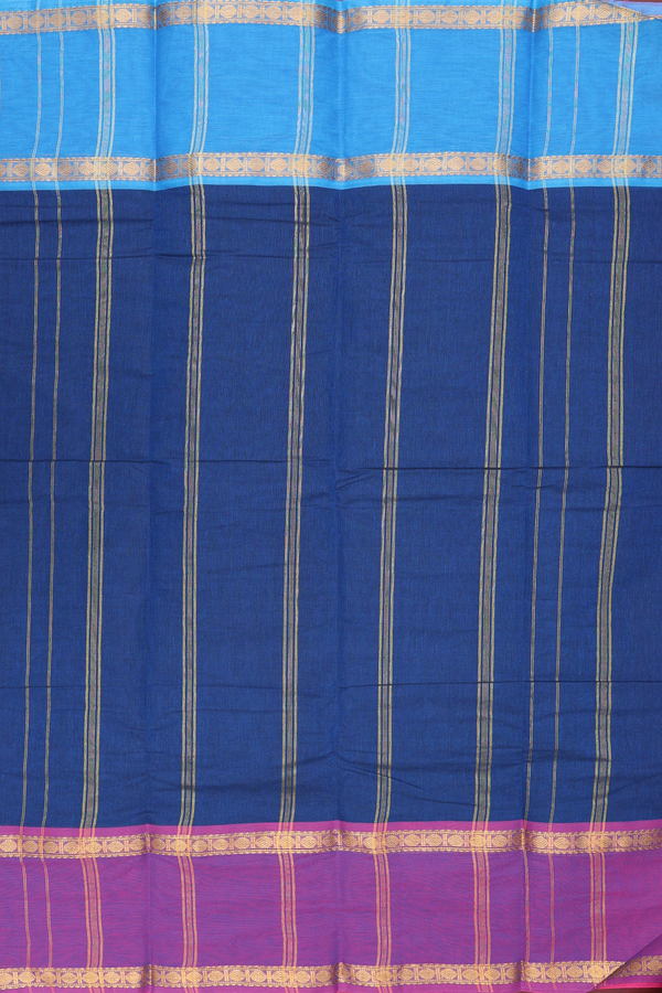 Kanchi Cotton Saree In Purple With Ganga Jamuna Border