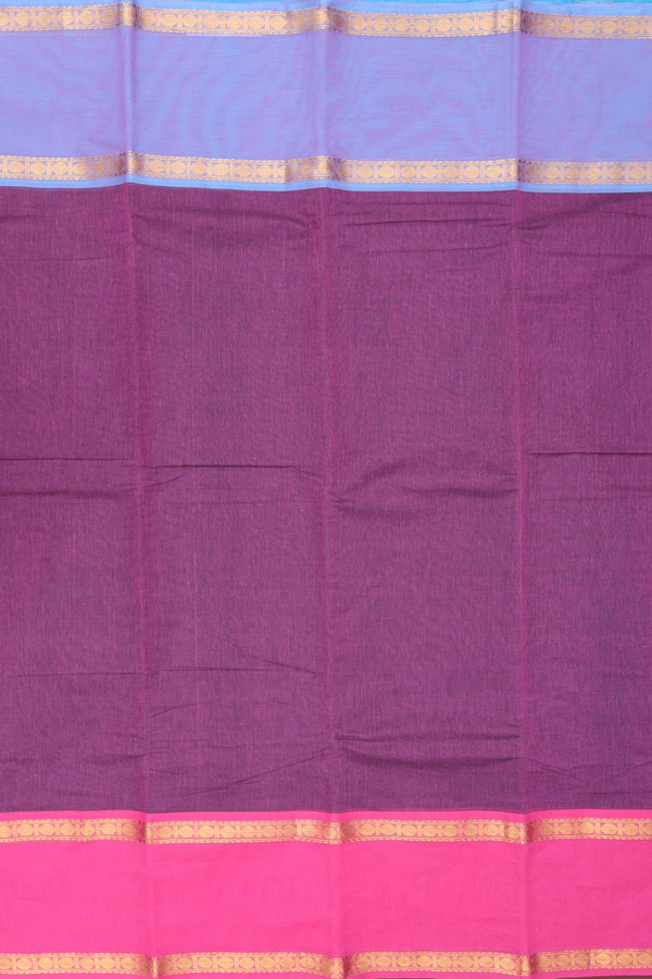 Kanchi Cotton Saree In Purple With Ganga Jamuna Border
