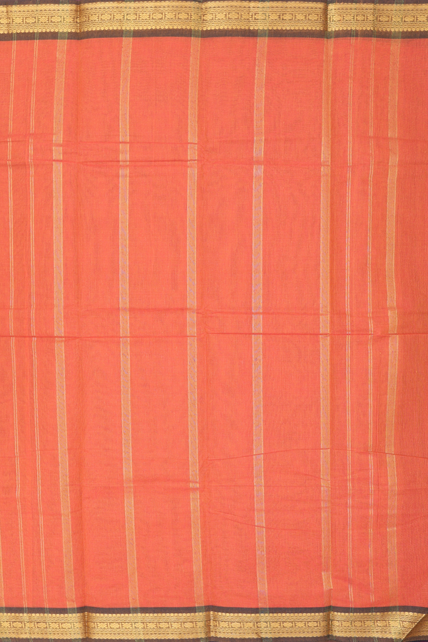 Kanchi Cotton Saree In Crimson Red With Contrast Border