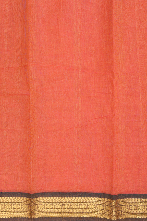 Kanchi Cotton Saree In Crimson Red With Contrast Border