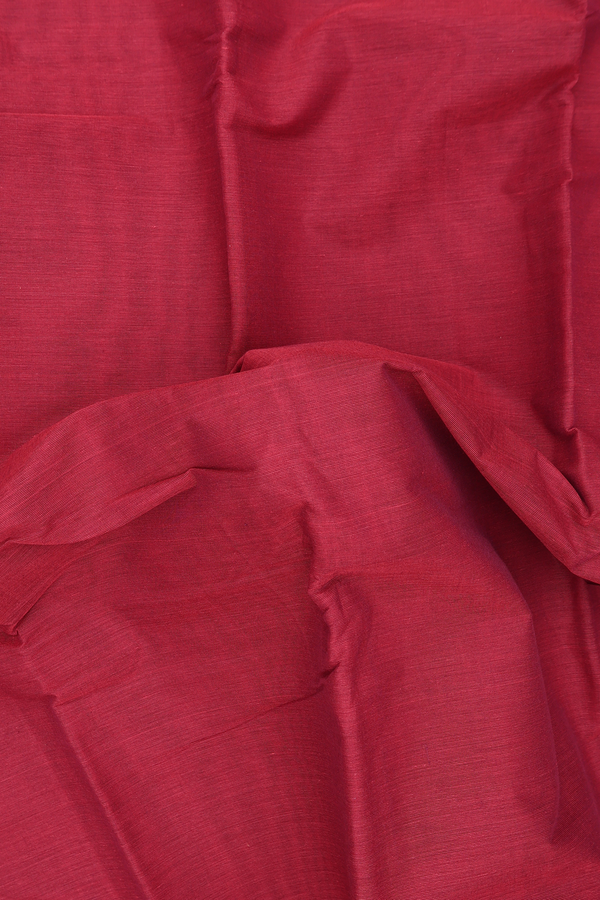 Kanchi Cotton Saree In Crimson Red With Contrast Border