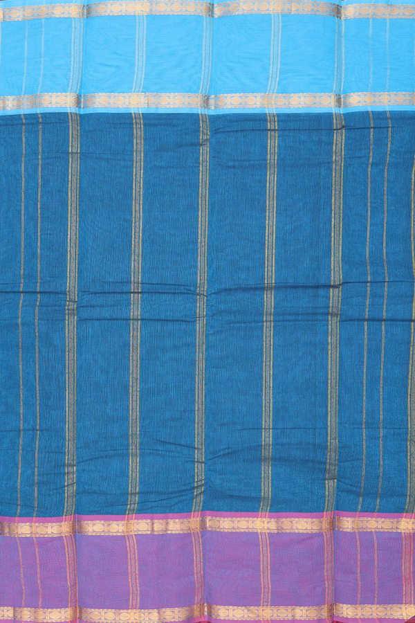 Kanchi Cotton Saree In Olive Green With Ganga Jamuna Border