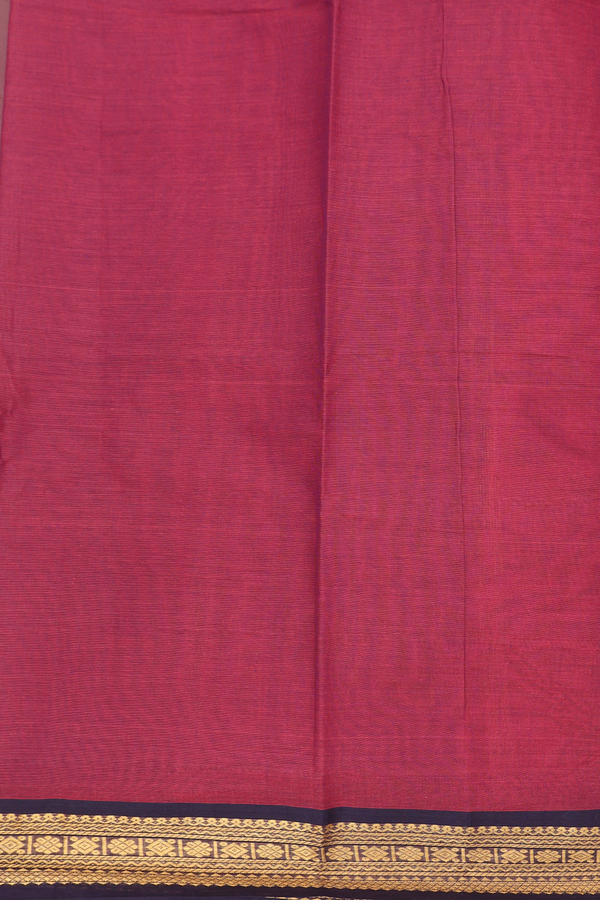 Kanchi Cotton Saree In Blush Red With Contrast Border