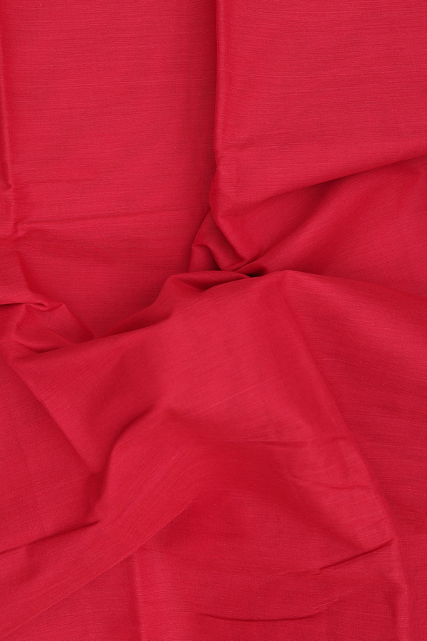 Kanchi Cotton Saree In Blush Red With Contrast Border