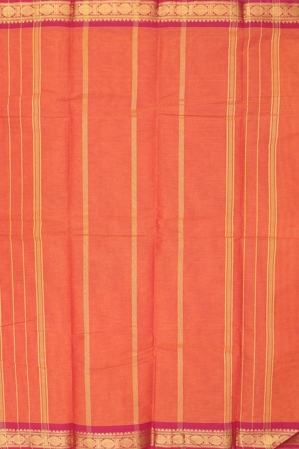 Kanchi Cotton Saree In Yellow With Contrast Border